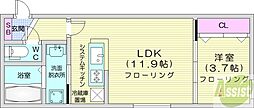 DPレジデンス元町 1LDKの間取図画像