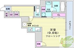 PRIMEURBAN札幌リバーフロント ワンルームの間取図画像
