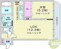 グランメールサンサーラ 1LDKの間取図画像