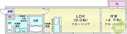 アルバローズ桑園 1LDKの間取図画像