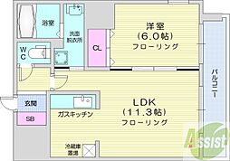 ティアラ資生館 1LDKの間取図画像