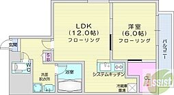 第55木村ビルサザンメイプル北大 1LDKの間取図画像