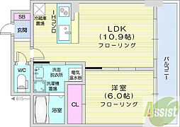 コモド22 1LDKの間取図画像