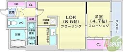 ブランノワールN13.exe 1LDKの間取図画像