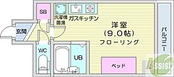 スカイハイツ ワンルームの間取図画像