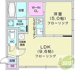 グランメール宮の森 1LDKの間取図画像