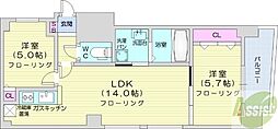 ビッグパレス中島公園リバーサイドB棟 2LDKの間取図画像