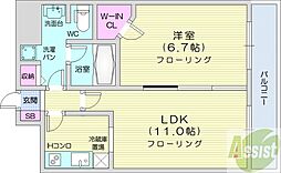 カマール6-6 1LDKの間取図画像