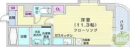 さくらハイツ2 ワンルームの間取図画像