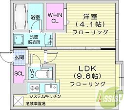 BuenosMotomachi 1LDKの間取図画像