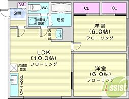 ライフゾーン太平 2LDKの間取図画像