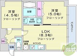 メゾン・ド・ヴィレ桑園 2LDKの間取図画像