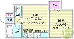 プロスペリティ 1DKの間取図画像