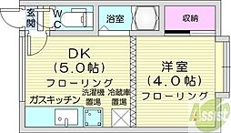 リバーサイド・コート 1DKの間取図画像