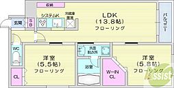 グランオルセーS8 2LDKの間取図画像