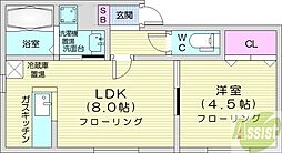 セカンドハウスビラ 1LDKの間取図画像