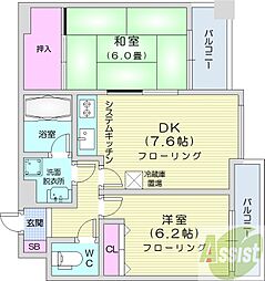 エスティ32 2LDKの間取図画像
