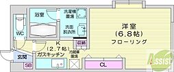 コードザビースト 1Kの間取図画像