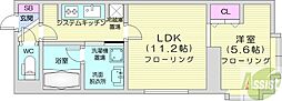 W33 1LDKの間取図画像