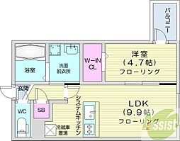 Alivis美園 1LDKの間取図画像