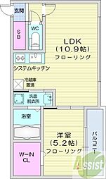 Lienマルヤマ 1LDKの間取図画像