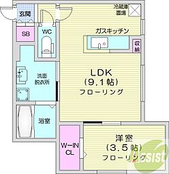 ALPHA RESIDENCE 円山北2条(アルファレジデンス円山北2条) 1LDKの間取図画像