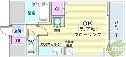 プロシード元町 1Kの間取図画像