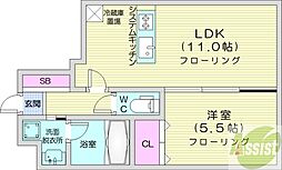 マストライフ南4条 1LDKの間取図画像
