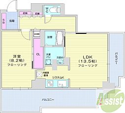 パシフィックタワー札幌 1LDKの間取図画像