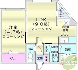 プレシェルト南7条 1LDKの間取図画像