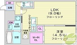 casaAT美園38 1LDKの間取図画像