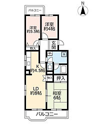 UR都市機構大山田松ノ木団地101棟 3LDKの間取図画像