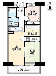 UR都市機構パークハイツ荒子 2LDKの間取図画像