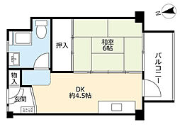 UR都市機構津島団地1号棟 1DKの間取図画像