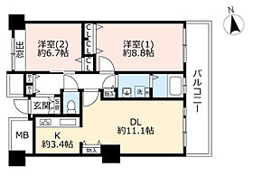 URアクアタウン納屋橋  ｜ 愛知県名古屋市中村区名駅5丁目（賃貸マンション2LDK・19階・70.30㎡） その2