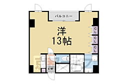 京都市営烏丸線 烏丸御池駅 徒歩5分の賃貸マンション 8階1Kの間取り