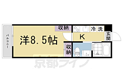 京阪本線 清水五条駅 徒歩2分の賃貸マンション 1階1Kの間取り