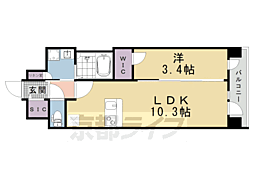 京都市営烏丸線 十条駅 徒歩4分の賃貸マンション 6階1LDKの間取り