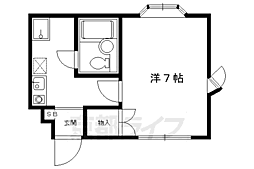 京都市営烏丸線 北山駅 徒歩8分の賃貸アパート 2階1Kの間取り