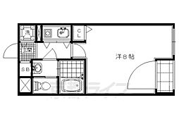 京都市営烏丸線 北大路駅 徒歩10分の賃貸マンション 6階1Kの間取り