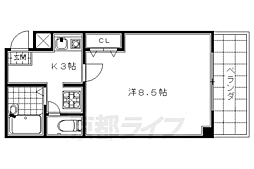 京阪本線 七条駅 徒歩4分の賃貸マンション 1階1Kの間取り