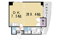 京阪本線 清水五条駅 徒歩3分の賃貸マンション 9階1DKの間取り