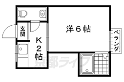 JR山陰本線 円町駅 徒歩6分の賃貸マンション 1階1Kの間取り