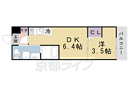 京福電気鉄道北野線 北野白梅町駅 徒歩14分の賃貸アパート 3階1DKの間取り