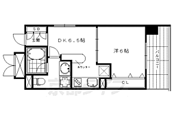 京都市営烏丸線 四条駅 徒歩3分の賃貸マンション 7階1DKの間取り
