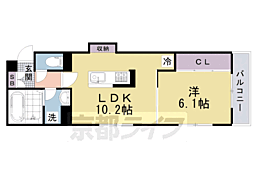 阪急京都本線 西院駅 徒歩5分の賃貸アパート 3階1LDKの間取り