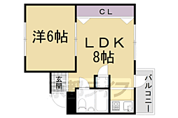 京阪本線 出町柳駅 徒歩10分の賃貸マンション 3階1LDKの間取り