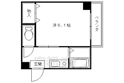 阪急京都本線 大宮駅 徒歩5分の賃貸マンション 4階1Kの間取り