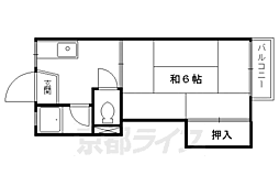 若竹ハイツ 2階1Kの間取り