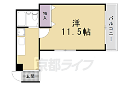 サイド木山 3階1Kの間取り